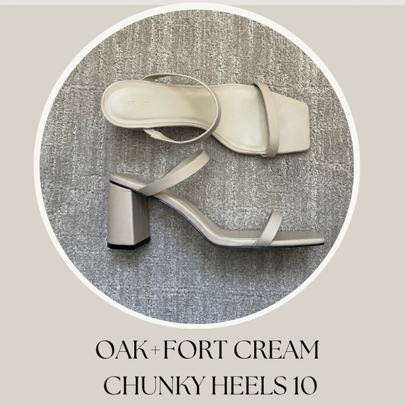 OAK+FORT CREAM CHUNKY HEELS 10 - Picture 1 of 4